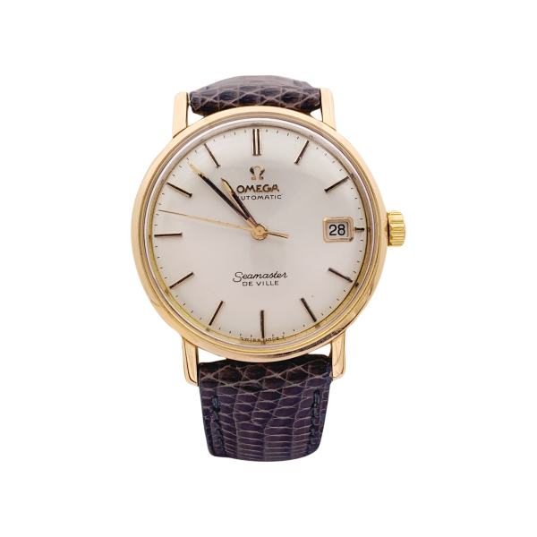 Montre Omega "Seamaster De Ville" or rose, cuir.