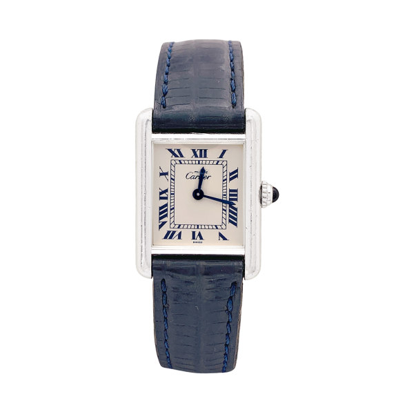 Montre Cartier "Tank Must" argent, cuir.