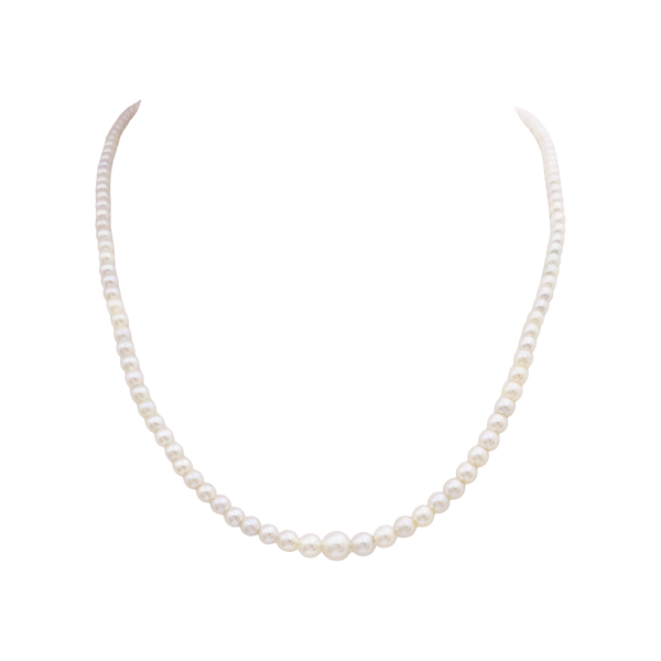Collier perles, or blanc.