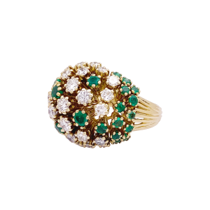 Bague Patek Philippe or jaune, diamants, émeraudes.