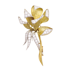 Vintage platinum, gold and diamonds "Iris" brooch.