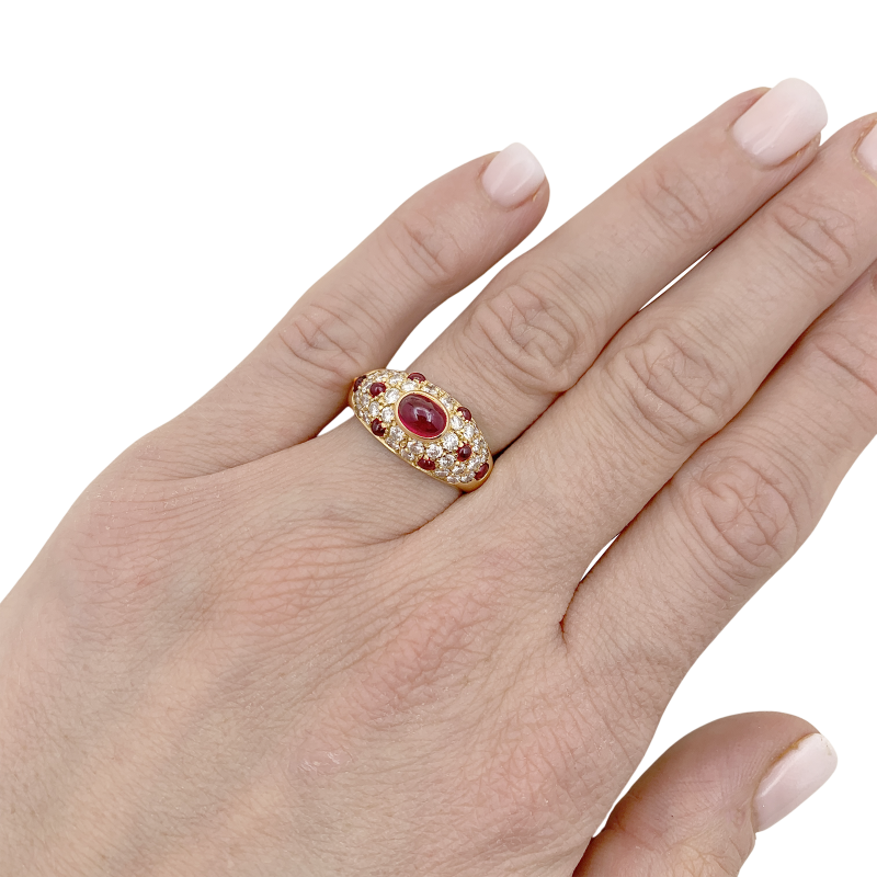 Cartier gold, diamonds and rubies ring, "Corinthe" collection.