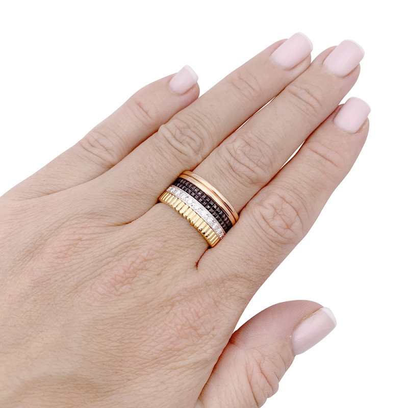 Bague Boucheron, "Quatre Classique Large", trois ors et diamants