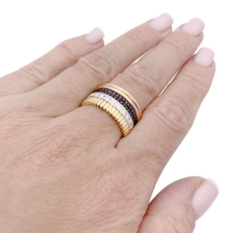 Bague Boucheron, "Quatre Classique Large", trois ors et diamants