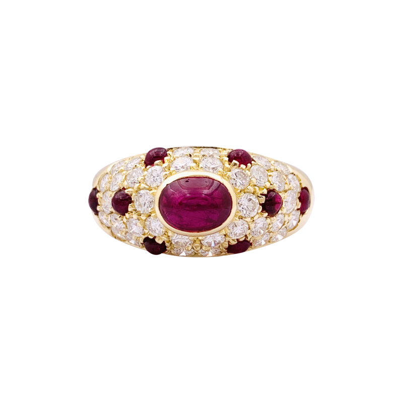 Cartier gold, diamonds and rubies ring, "Corinthe" collection.