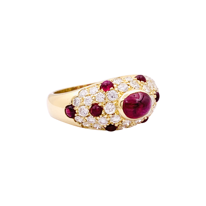 Cartier gold, diamonds and rubies ring, "Corinthe" collection.