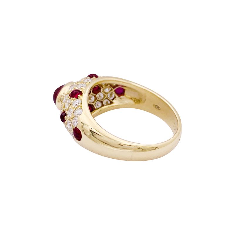 Cartier gold, diamonds and rubies ring, "Corinthe" collection.