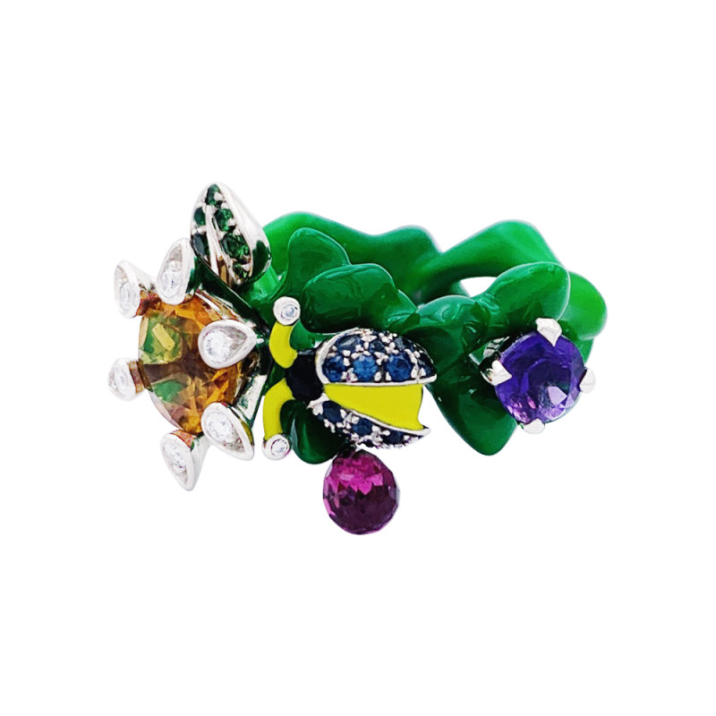 Bague Dior, "Milly Carnivora", laque, diamants, pierres de couleur.