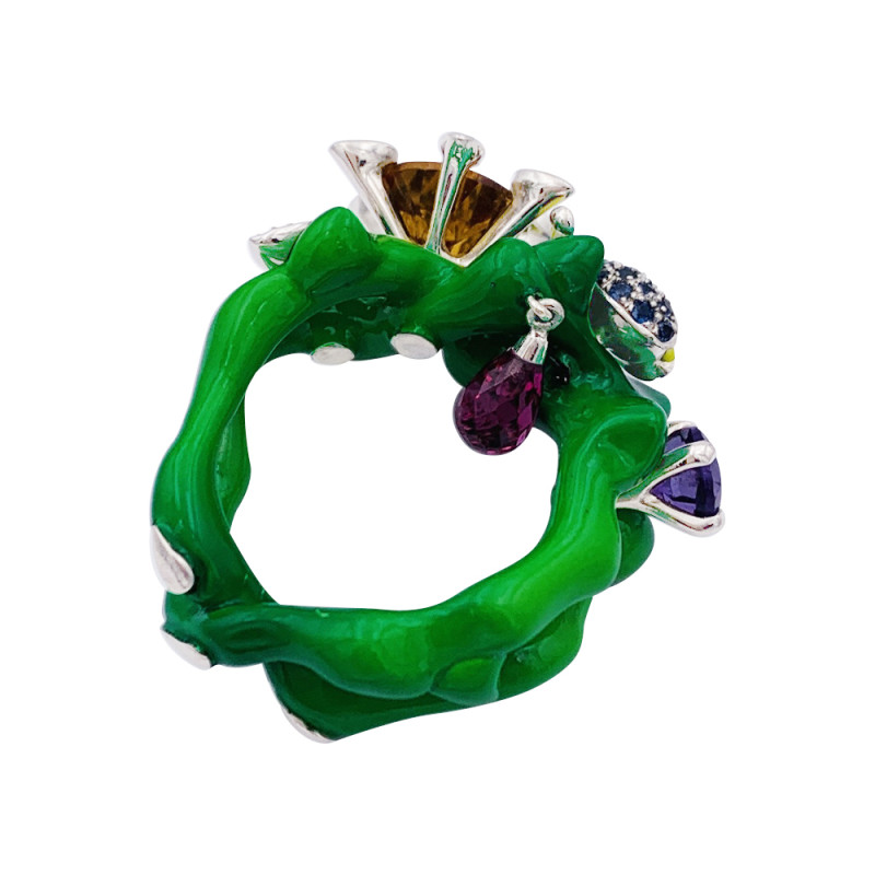 Bague Dior, "Milly Carnivora", laque, diamants, pierres de couleur.