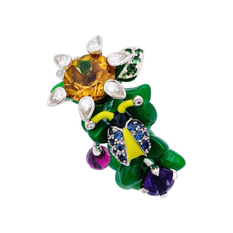 Bague Dior, "Milly Carnivora", laque, diamants, pierres de couleur.