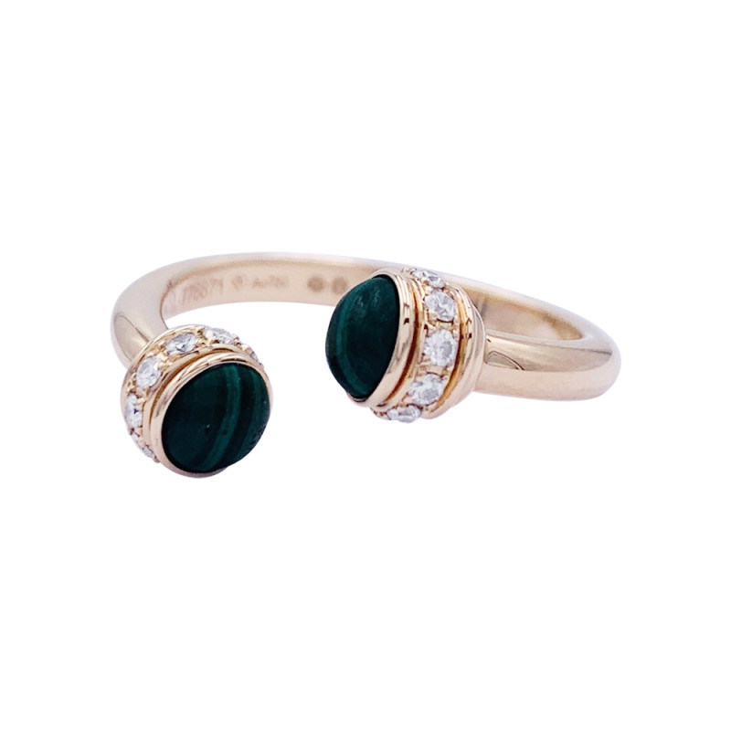 Pink gold Piaget moving ring, "Possession" collection, malachite, diamonds.