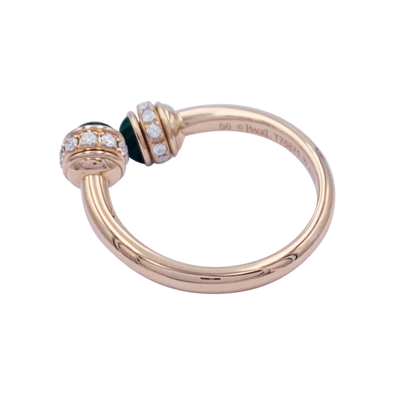 Pink gold Piaget moving ring, "Possession" collection, malachite, diamonds.