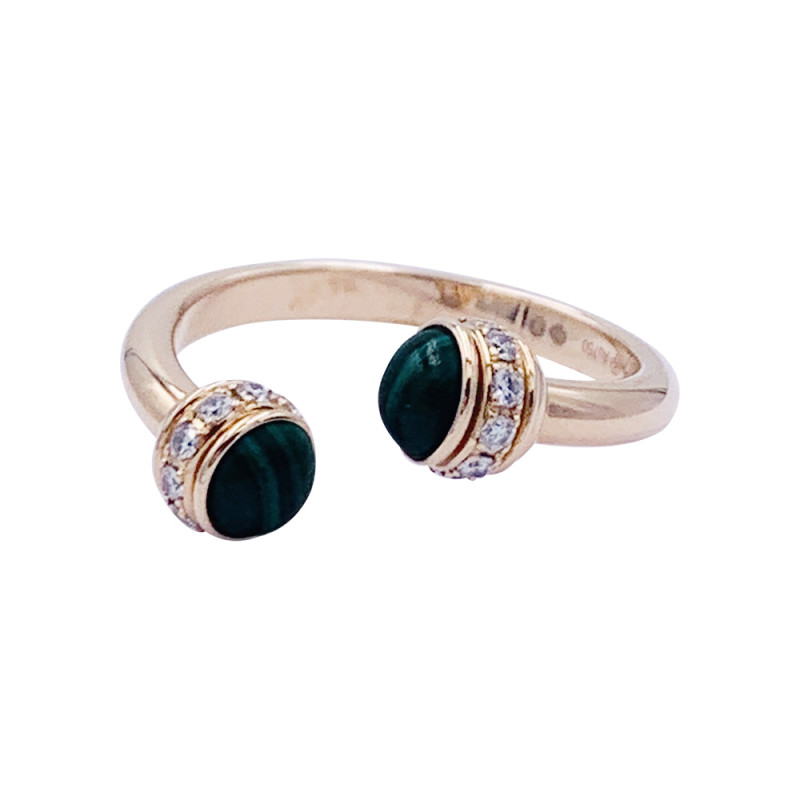 Pink gold Piaget moving ring, "Possession" collection, malachite, diamonds.