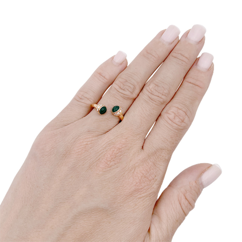 Pink gold Piaget moving ring, "Possession" collection, malachite, diamonds.