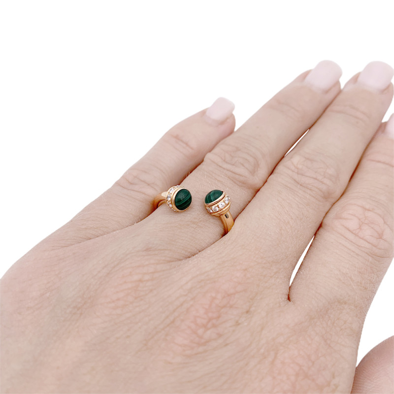 Pink gold Piaget moving ring, "Possession" collection, malachite, diamonds.