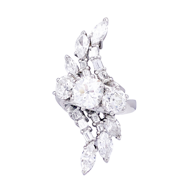 Bague diamants, platine.