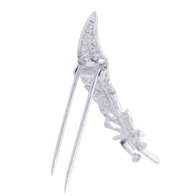 Boucheron white gold and diamonds "Feather" brooch.
