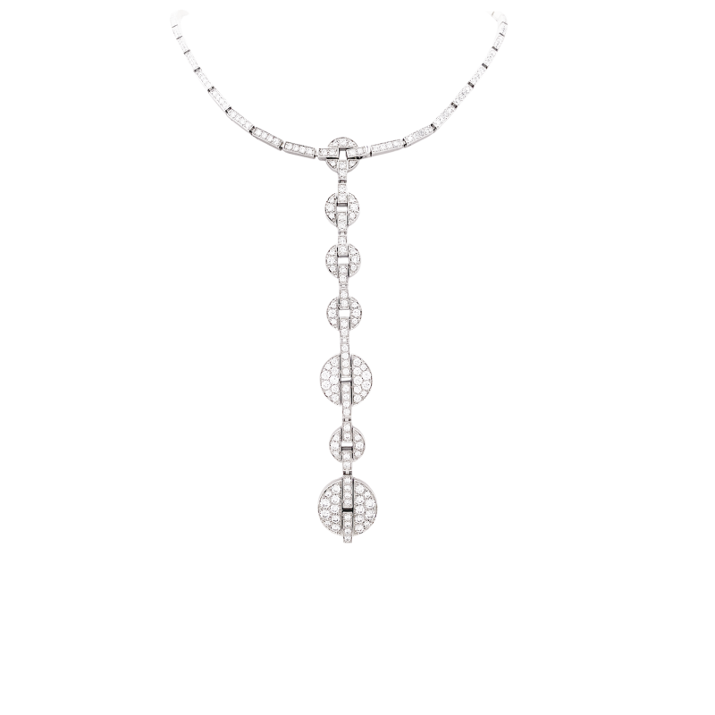 Collier Haute Joaillerie Cartier "Himalia" or blanc, diamants.
