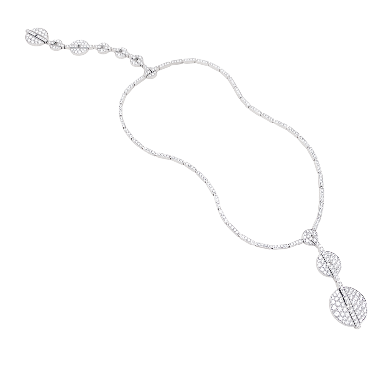 Collier Haute Joaillerie Cartier "Himalia" or blanc, diamants.