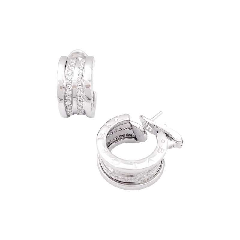 Créoles Bulagri "B.Zero1" or blanc, diamants.