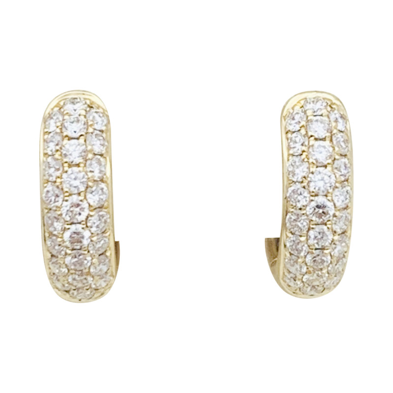 Paire de créoles or jaune, diamants.