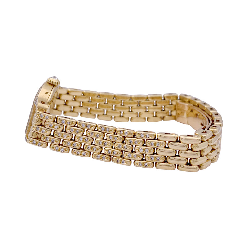 Montre Cartier "Tortue" or jaune, diamants, nacre.