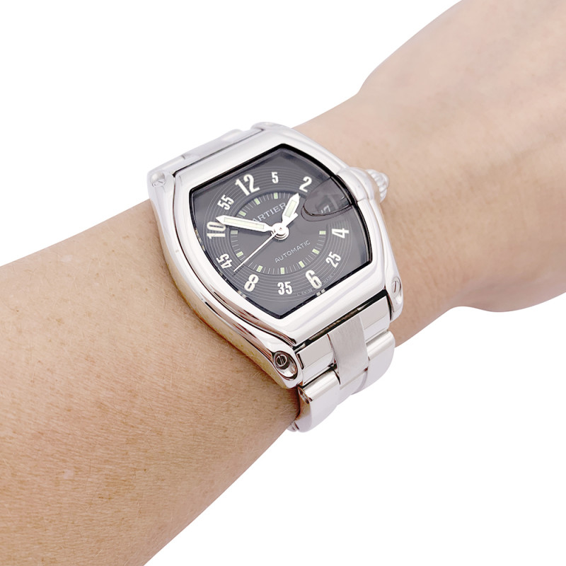 Stainless steel Cartier watch, "Roaster" collection.