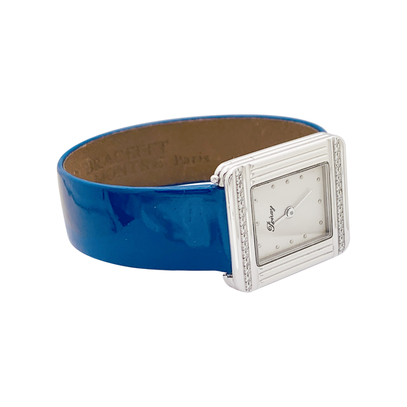 Poiray steel and diamonds watch, "Ma première" collection.