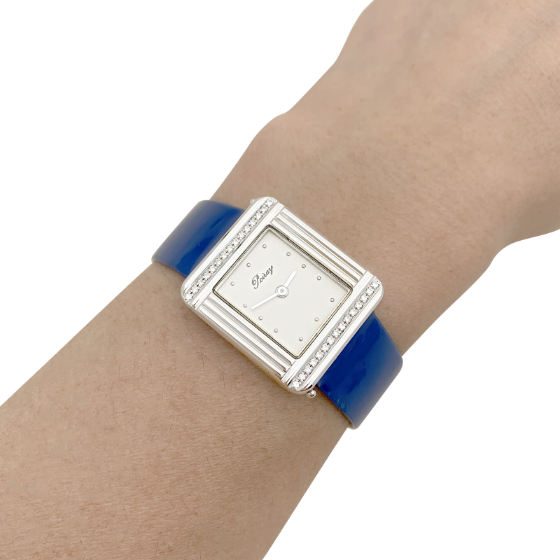 Poiray steel and diamonds watch, "Ma première" collection.