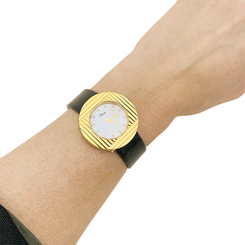 Poiray "Ma Seconde" watch, steel, gold, mother-of-pearl, diamonds.