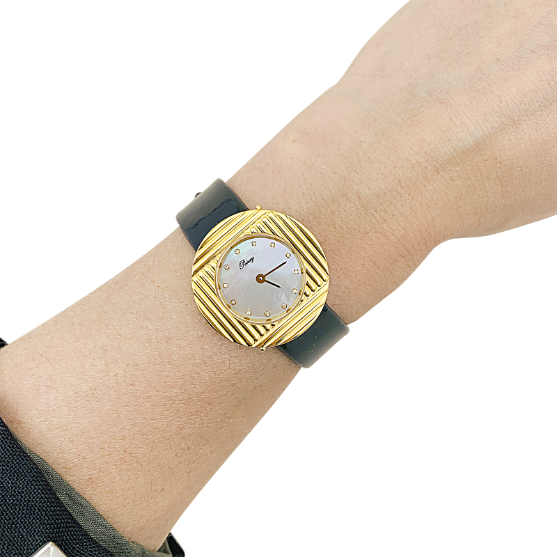 Poiray "Ma Seconde" watch, steel, gold, mother-of-pearl, diamonds.