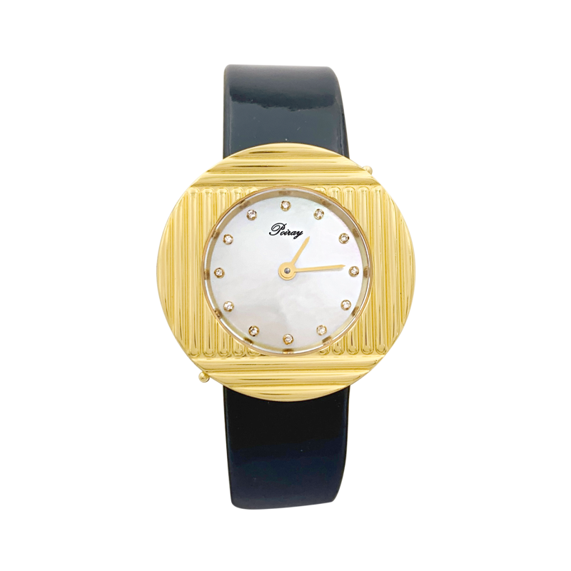 Poiray "Ma Seconde" watch, steel, gold, mother-of-pearl, diamonds.
