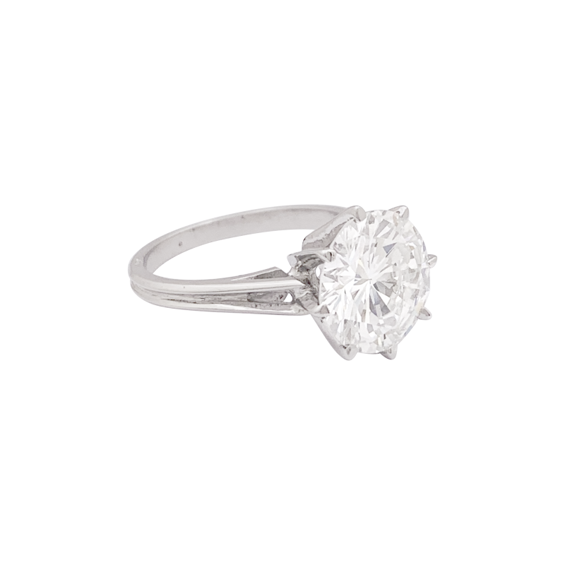 Solitaire or blanc, diamant 4,02 carats.