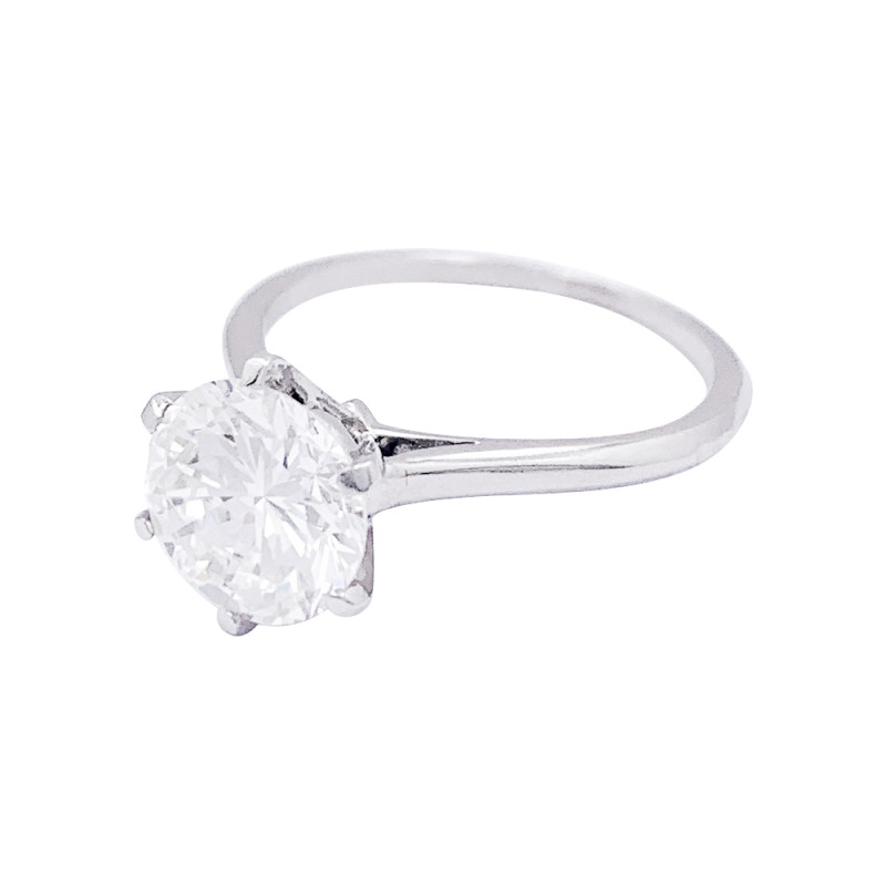 Solitaire or blanc et platine, 2,17 cts.