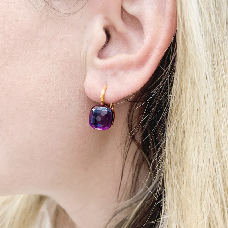 Pomellato two golds earrings, "Nudo Classic" collection, amethysts.