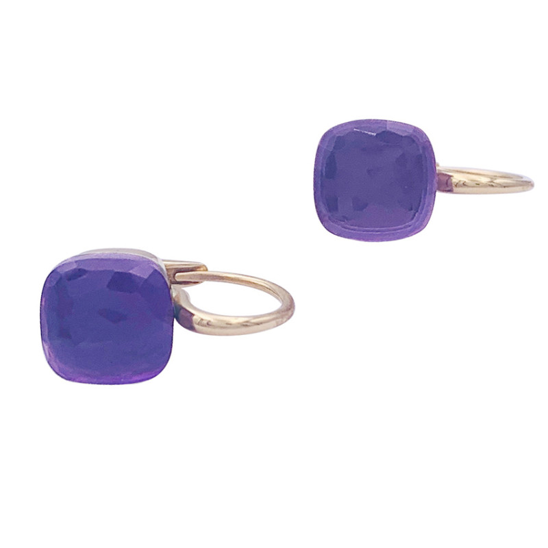 Pomellato two golds earrings, "Nudo Classic" collection, amethysts.