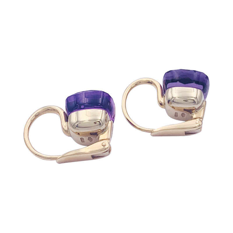 Pomellato two golds earrings, "Nudo Classic" collection, amethysts.