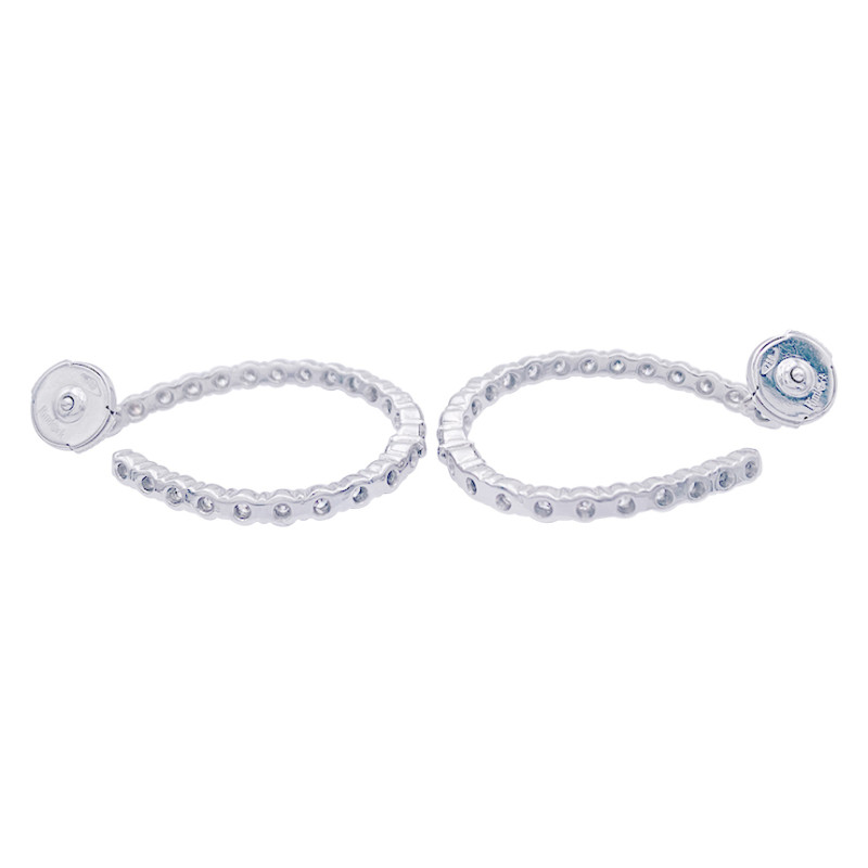 Boucles d'oreille créoles or blanc, diamants.