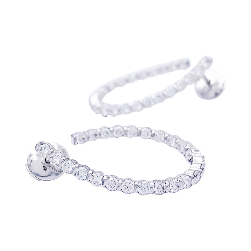 Boucles d'oreille créoles or blanc, diamants.