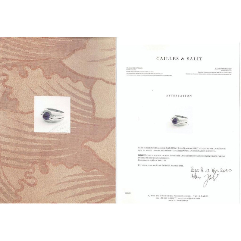Silver, amethyst asigned to Boivin ring
