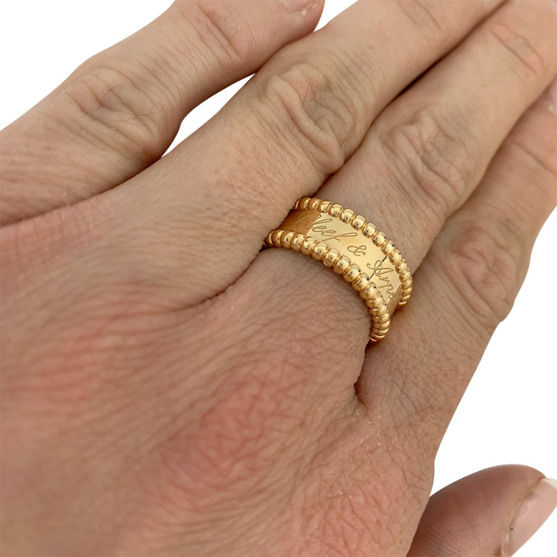 Van Cleef & Arpels gold ring, "Perlée signature" collection.