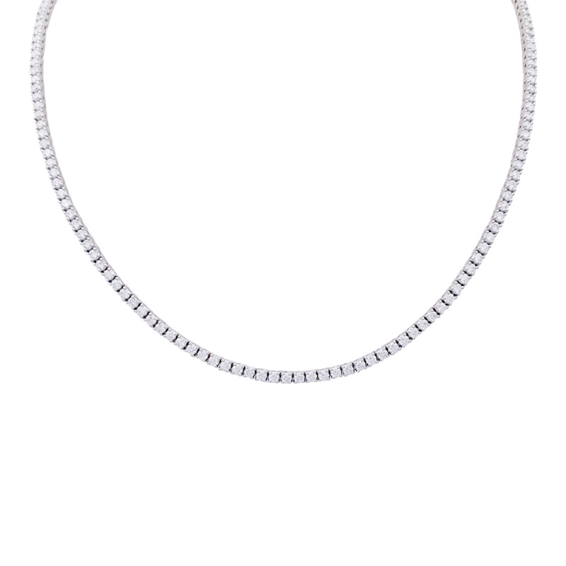 White gold tennis necklace, diamonds.
