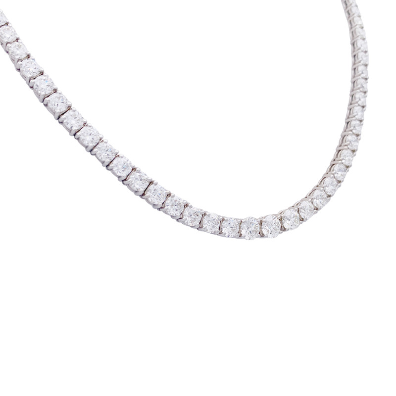 White gold diamonds line necklace.