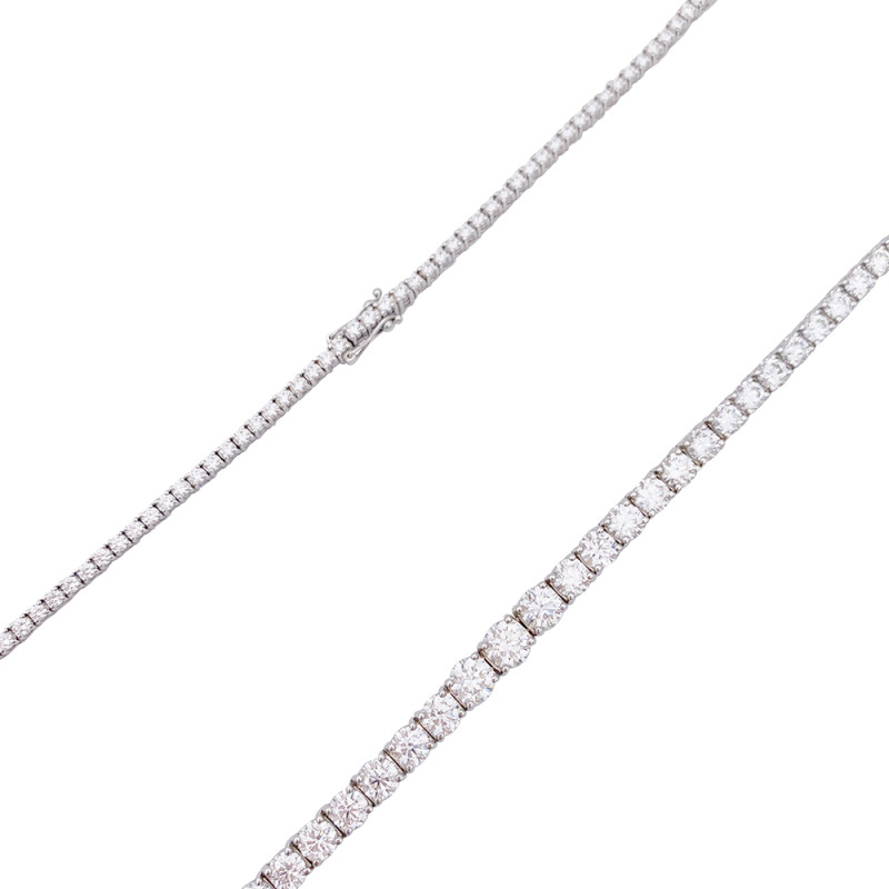 White gold diamonds line necklace.