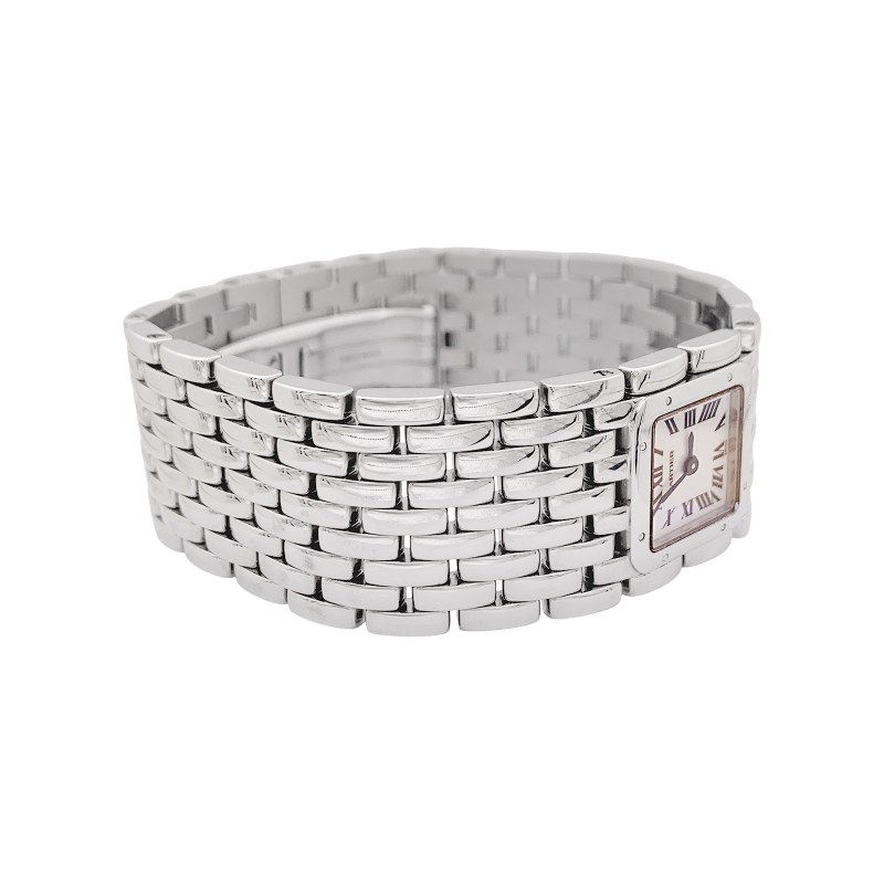 Montre Cartier "Panthère ruban" en acier et nacre.