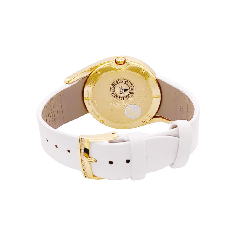 Montre Piaget "Gala LimeLight" or jaune, diamants, cuir.