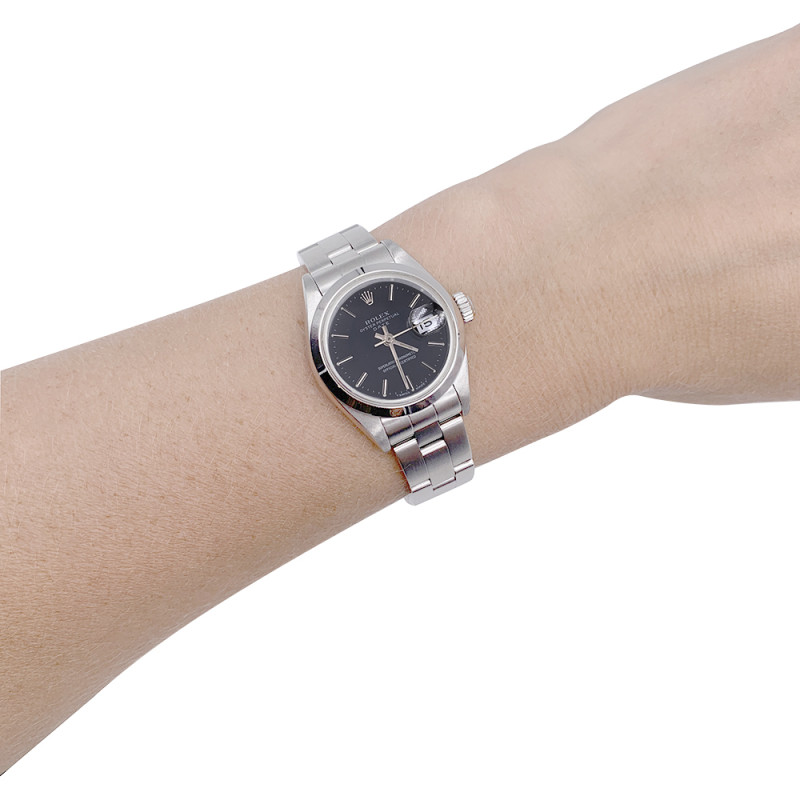 Rolex steel watch, "Oyster Perpetual Date" collection.