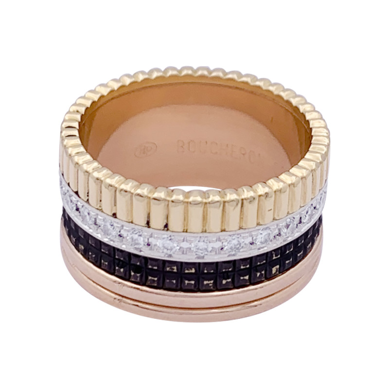 Bague Boucheron, "Quatre Classique Large", trois ors et diamants