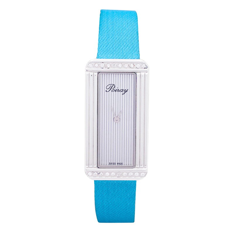 Poiray steel and diamonds watch, "Ma première Allongée" collection.