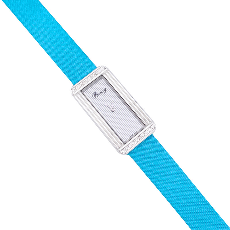 Poiray steel and diamonds watch, "Ma première Allongée" collection.